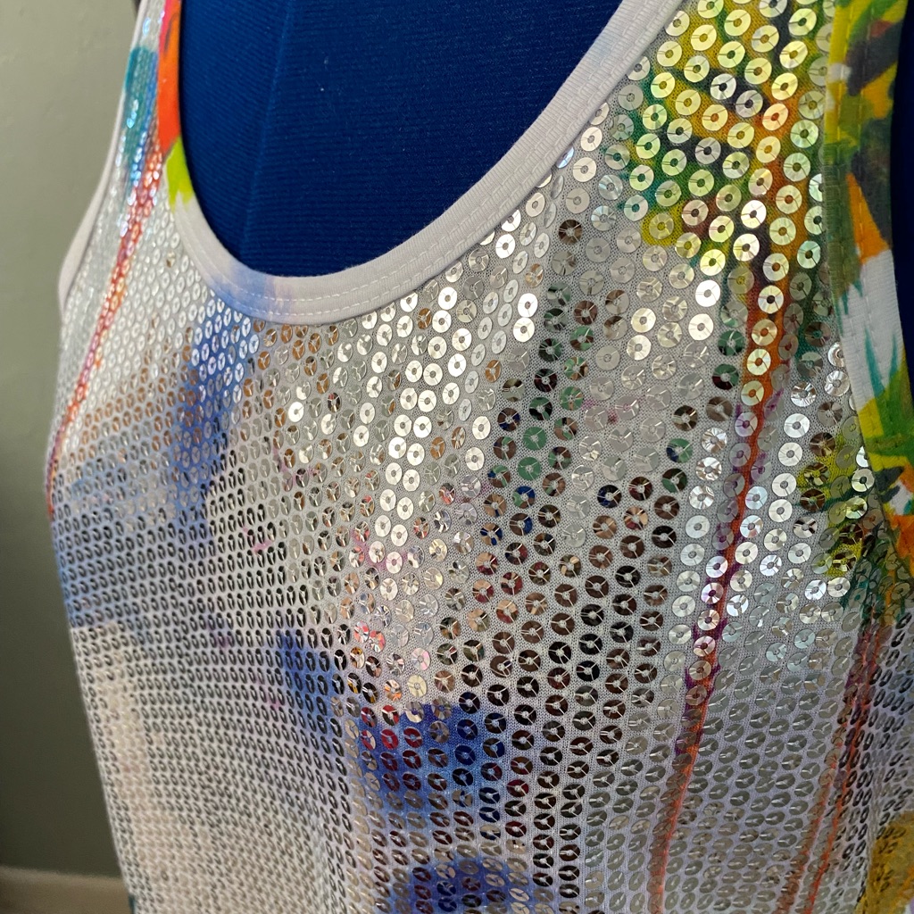 Nwot Sequins Tank Top Tropical Xl